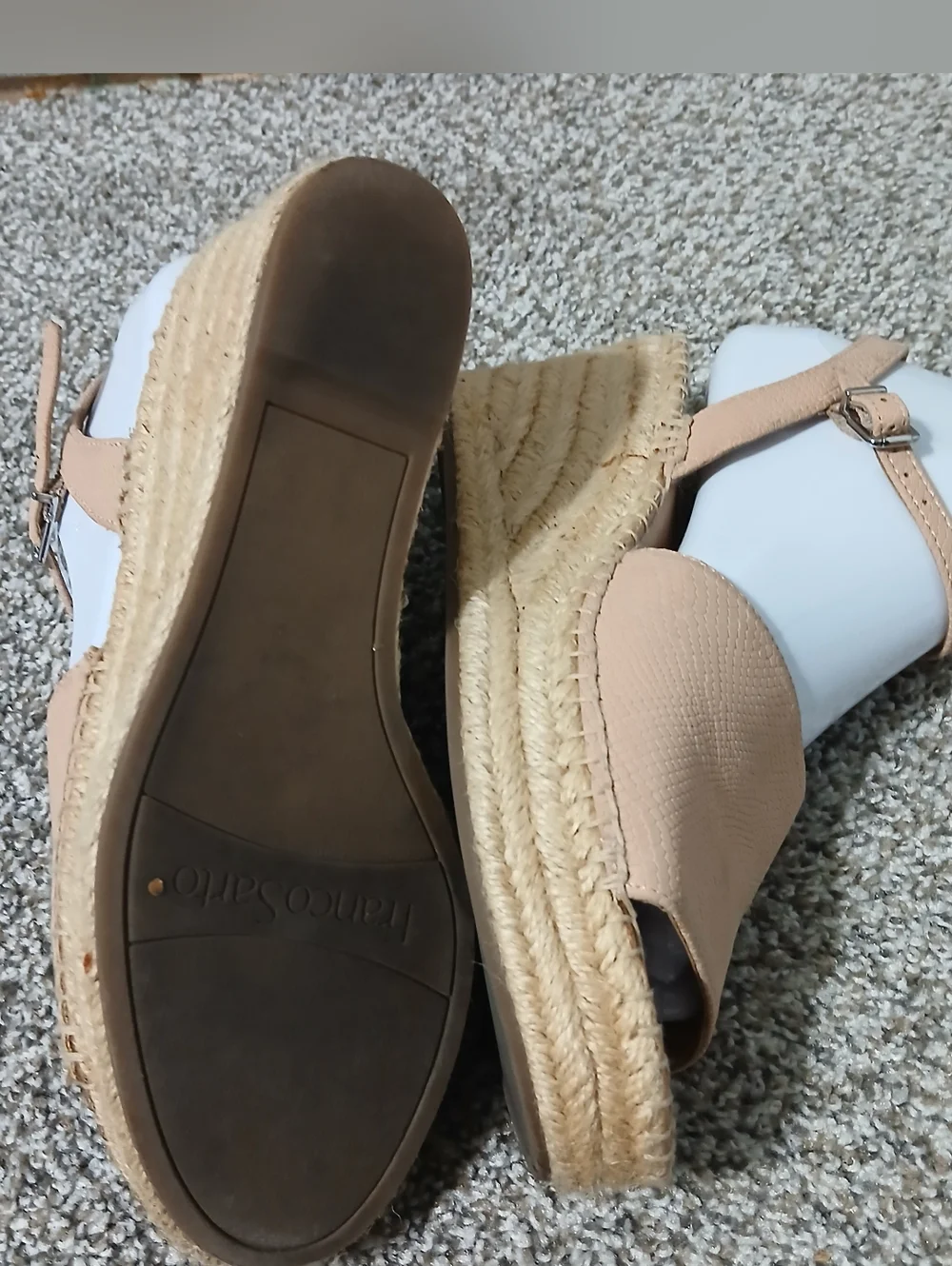 Franco Sarto Neutral Beige Espadrille Wedge Sandals